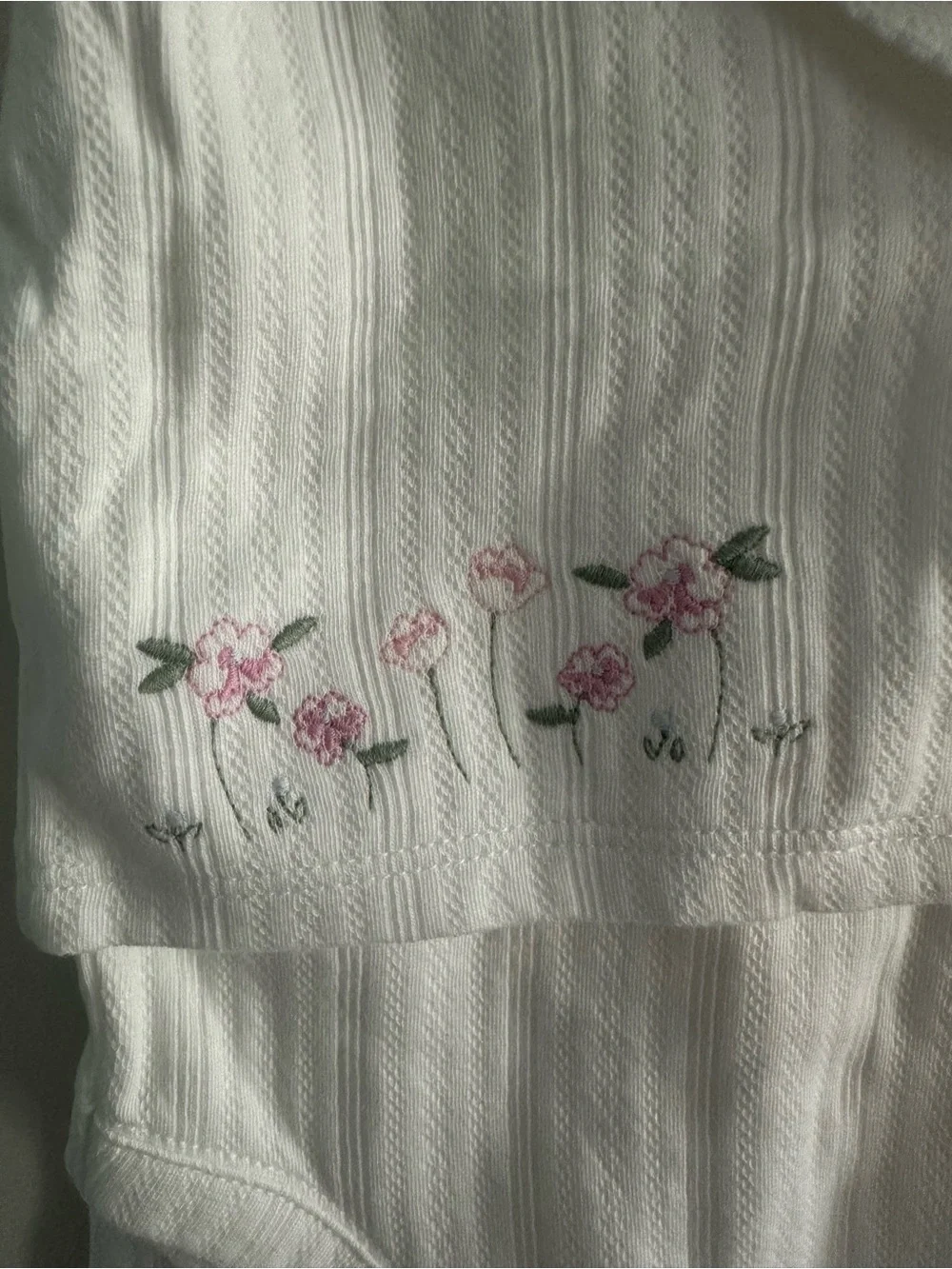 Janie and Jack White Ribbed 3-Piece Set with Pink Floral Embroidery